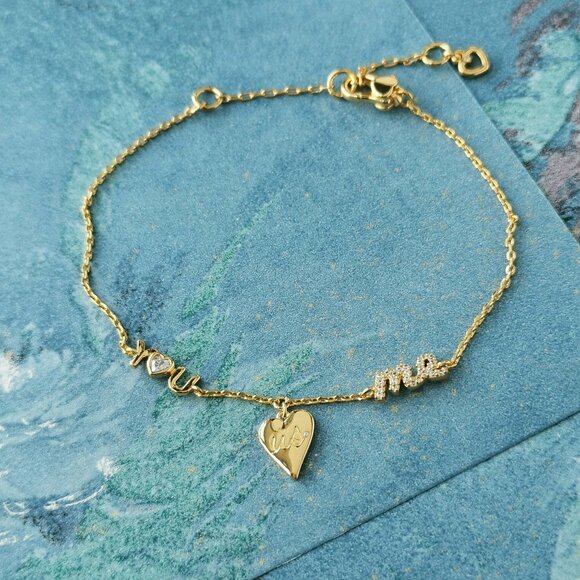 Kate Spade YOU LOVE ME Gold Heart Charm Bracelet - Picture 1 of 3